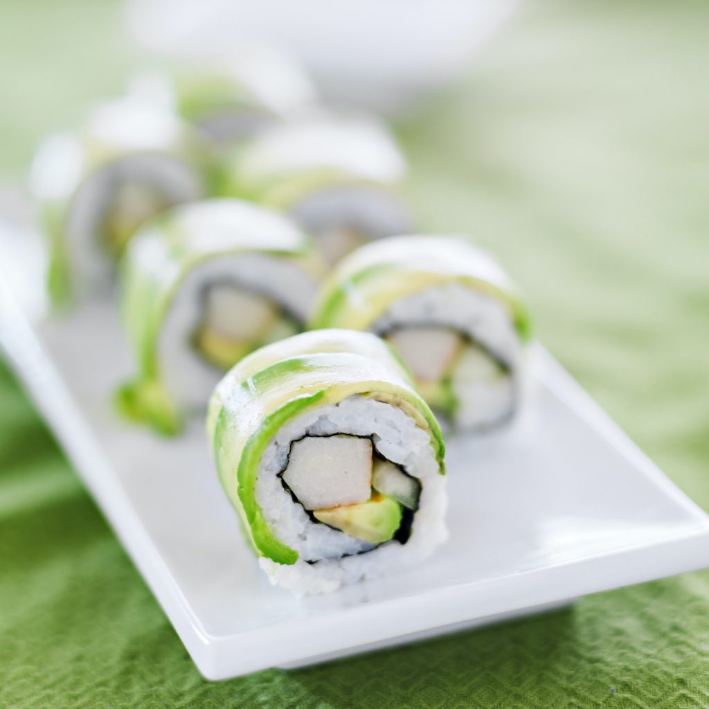 Sushi - Dragon roll with avocado and crab meat